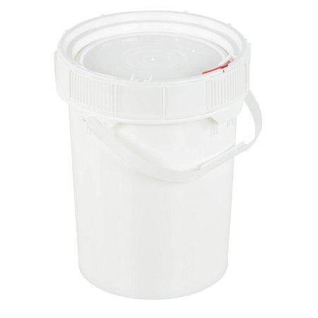 VESTIL 5 Gallon Screw-Top Plastic Pail & Lid - White PAIL-SCR-5-W